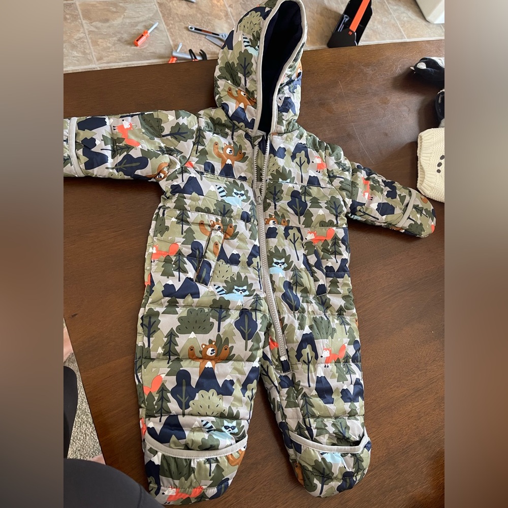 Carter's Green and Blue Camouflage Baby Snowsuit